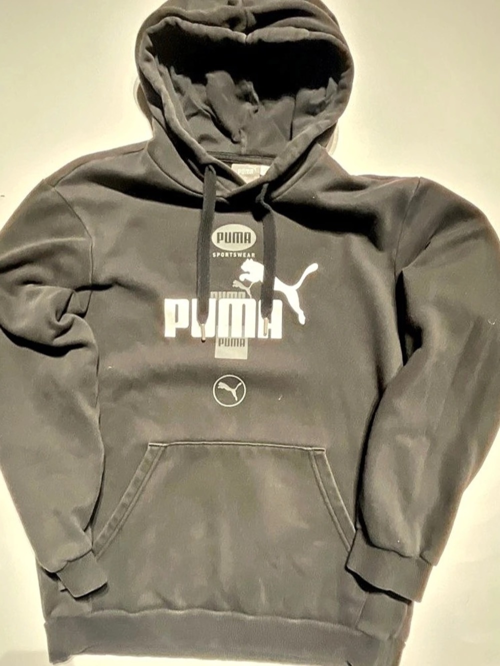 Puma Men's Graphic Pullover Hoodie in Black